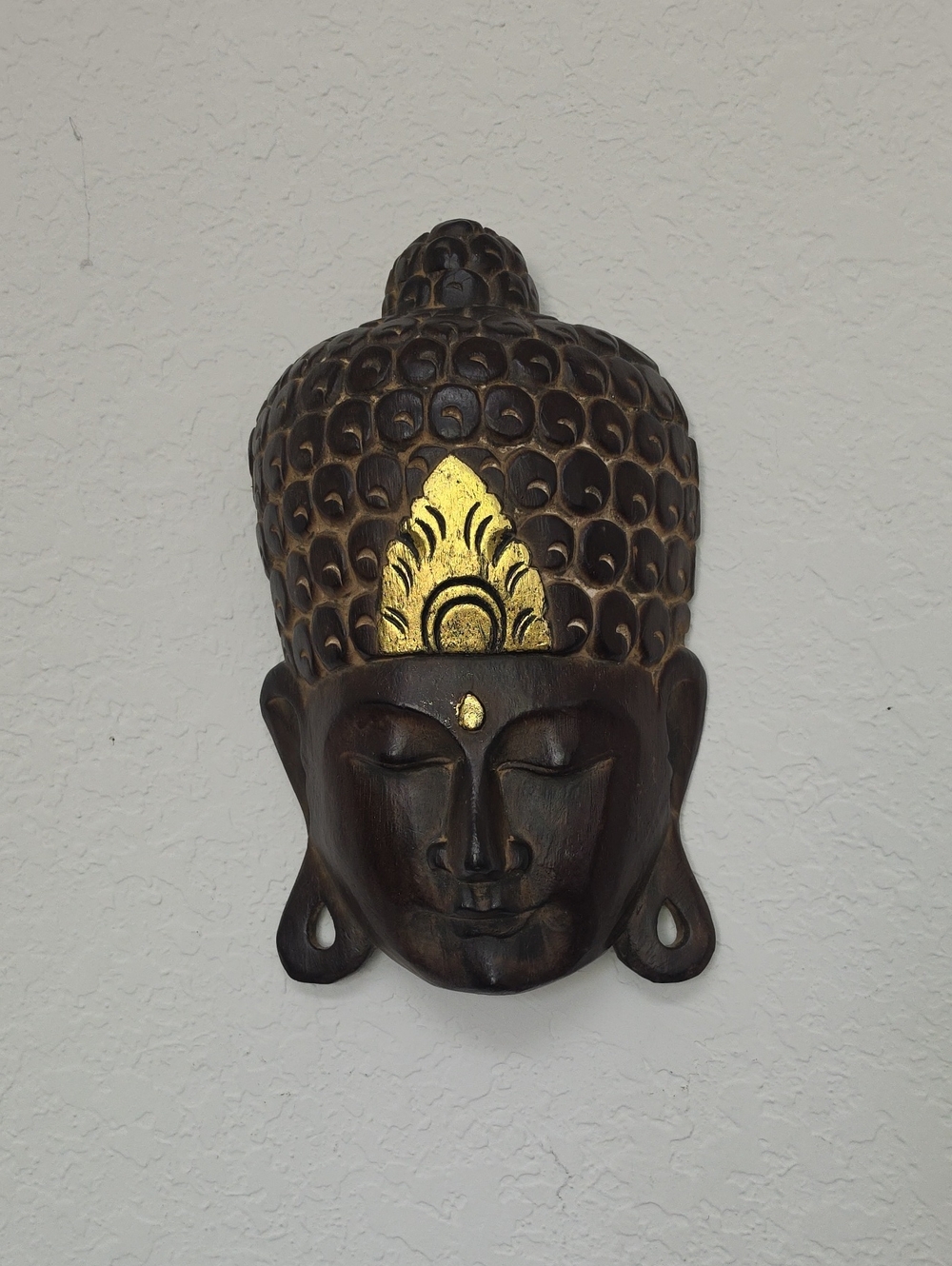 Decorative Buddha Wall Hanging in Dark Brown with Gold Accent